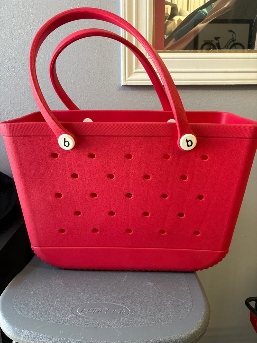 Red Perforated Tote Bag X-Large bog bag lookalike